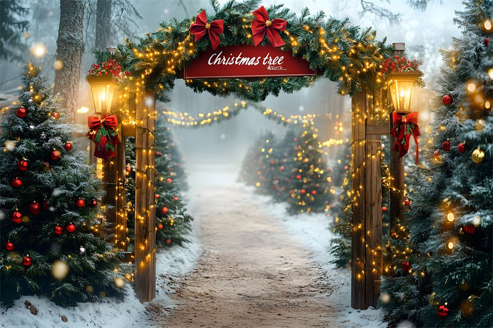 Christmas Tree Farm String Lights Backdrop RR8-80