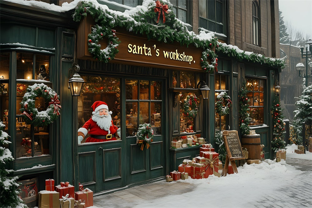 Christmas Santa’s Workshop Snow Backdrop RR8-84