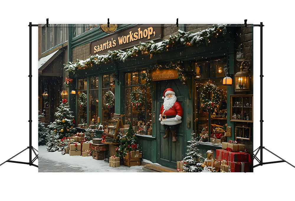 Christmas Trees Santa’s Workshop Backdrop RR8-85