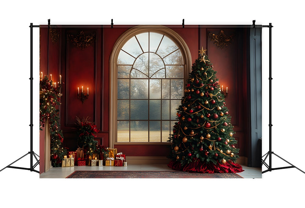 Christmas Tree Wall Window View Backdrop RR8-88