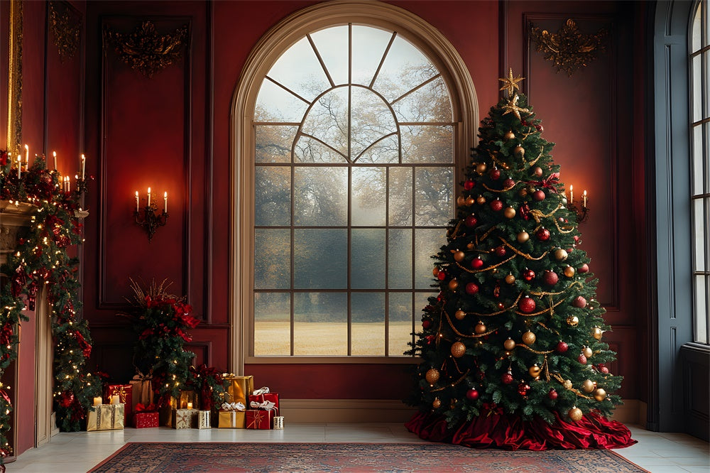 Christmas Tree Wall Window View Backdrop RR8-88