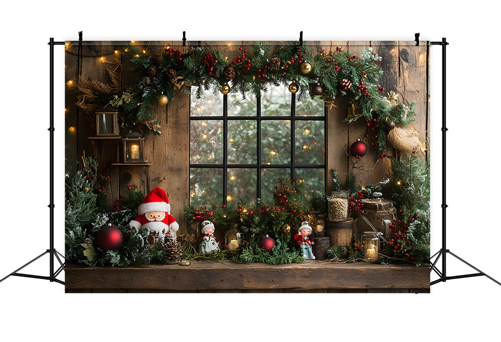 Christmas Toy Santa Garland Window Backdrop RR8-95