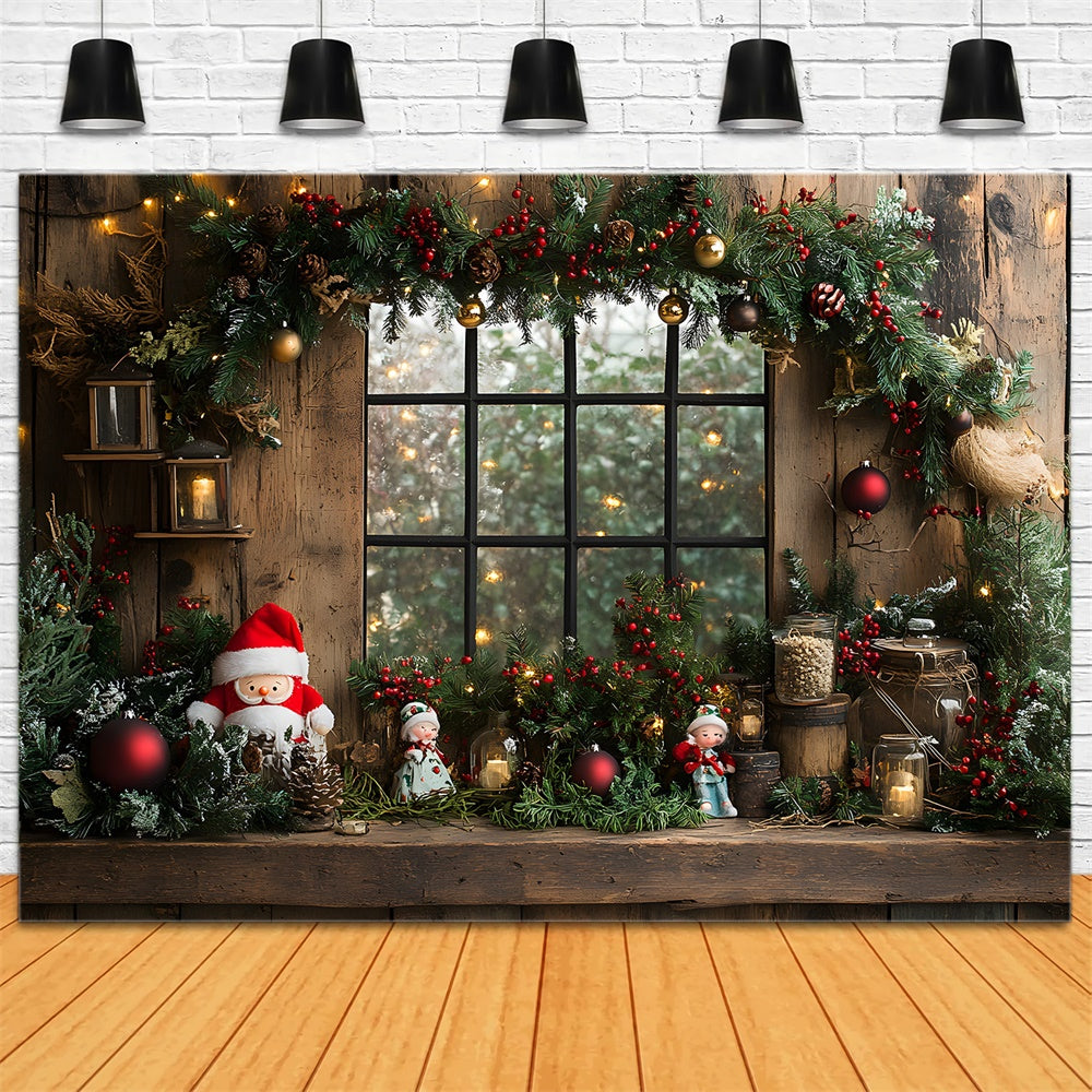 Christmas Toy Santa Garland Window Backdrop RR8-95