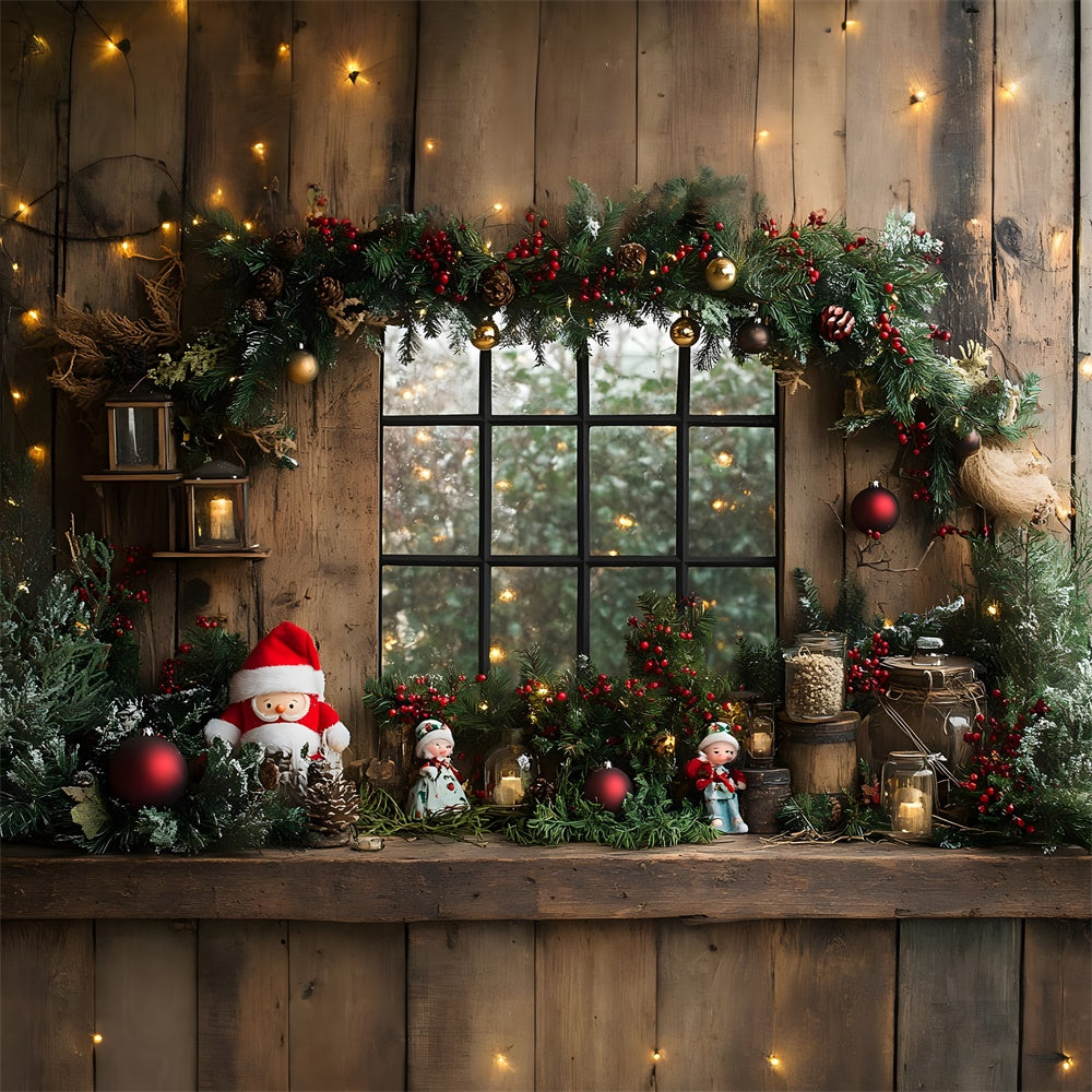 Christmas Toy Santa Garland Window Backdrop RR8-95