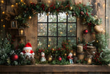 Christmas Toy Santa Garland Window Backdrop RR8-95