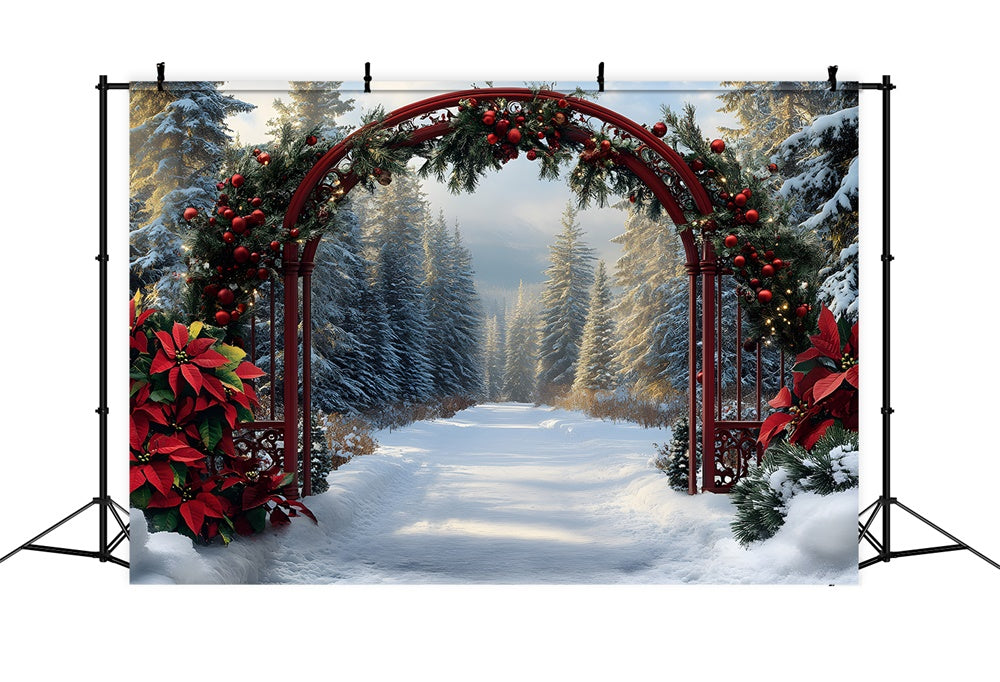 Christmas Snowy Fir Trees Garland Backdrop RR8-99