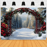 Christmas Snowy Fir Trees Garland Backdrop RR8-99