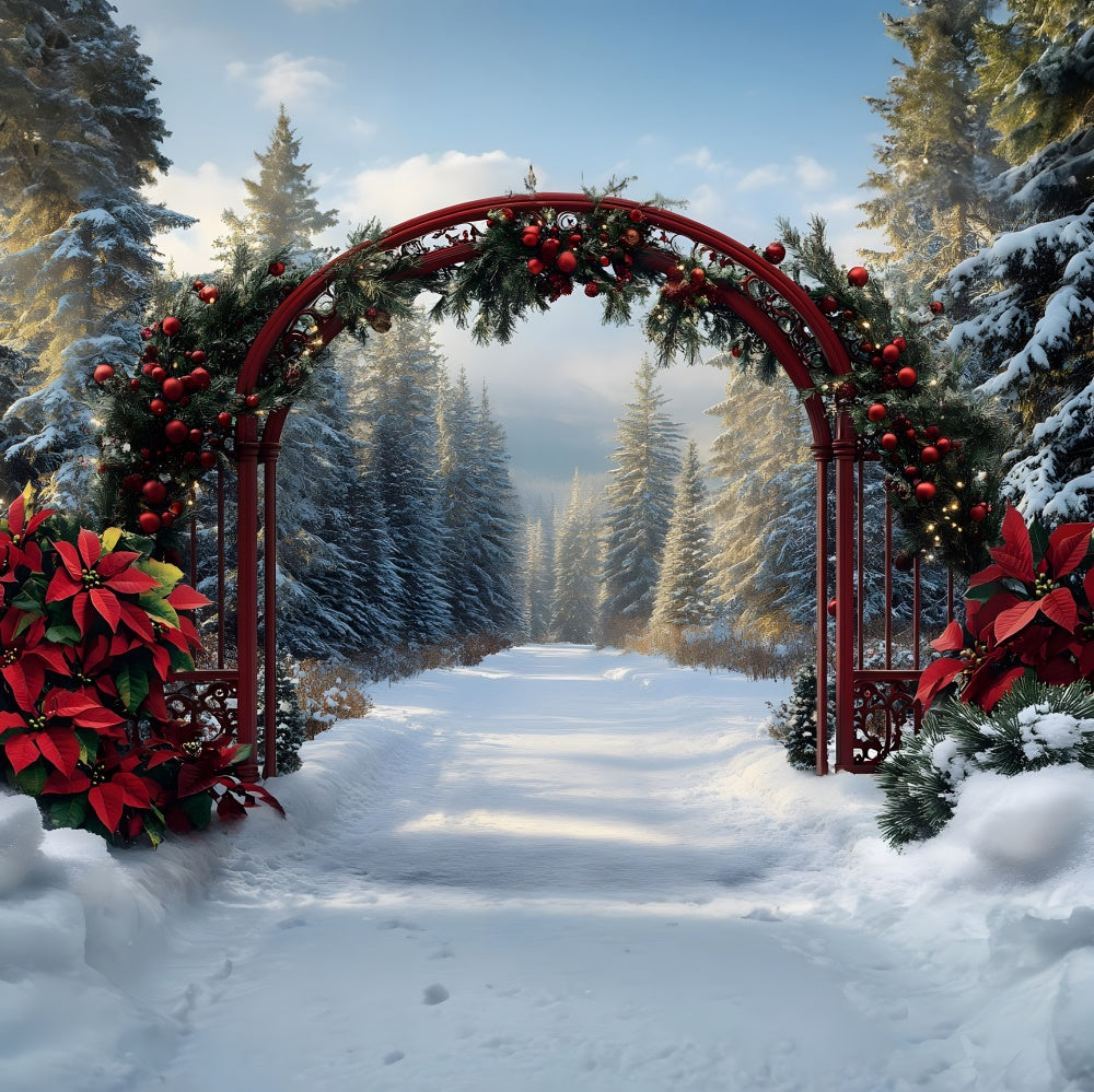 Christmas Snowy Fir Trees Garland Backdrop RR8-99