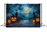 Halloween Spooky Moon Night Cemetery Gate Backdrop RR9-100