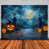 Halloween Spooky Moon Night Cemetery Gate Backdrop RR9-100