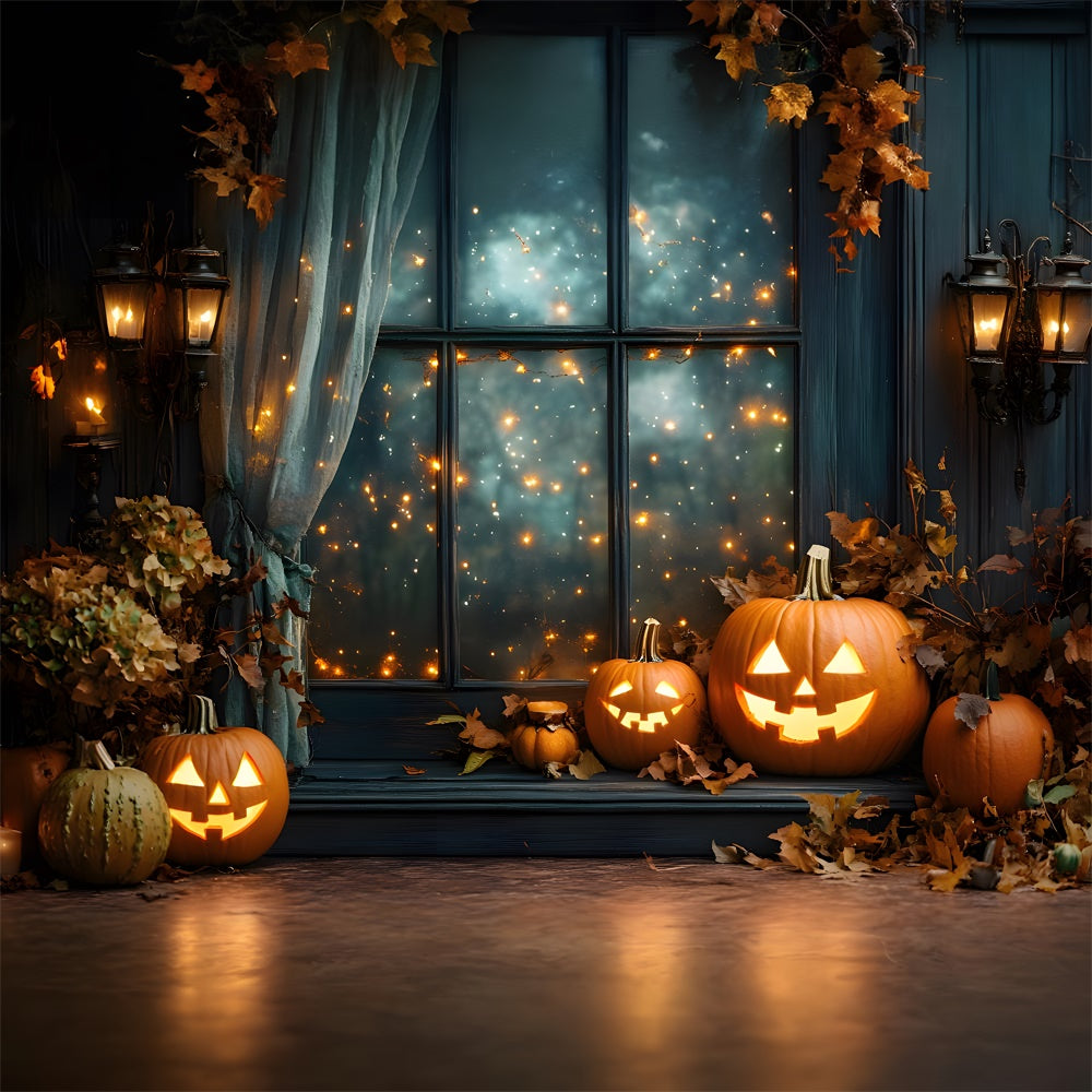 Halloween Window String Lights Pumpkin Backdrop RR9-101