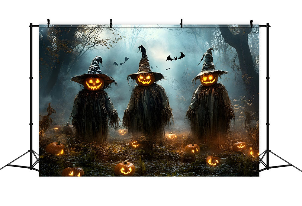 Halloween Scary Forest Pumpkin Scarecrow Backdrop RR9-105