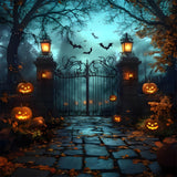 Horrible Halloween Graveyard Gate Pumpkin Backdrop RR9-109