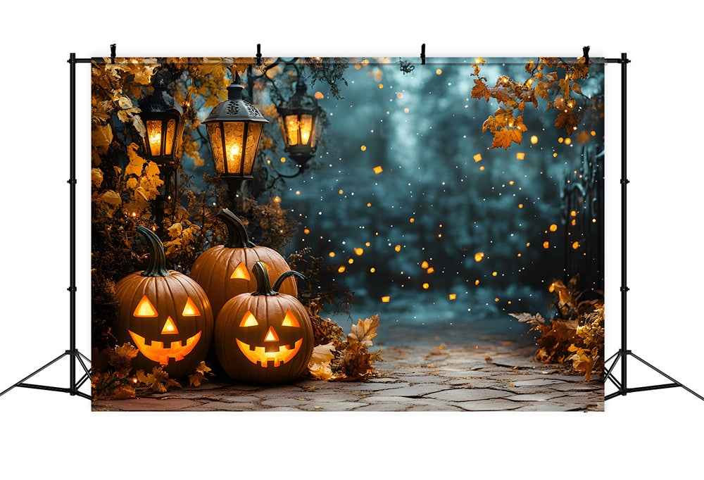 Halloween Jack-O'-Lantern Withered Maple Leaves Backdrop RR9-111