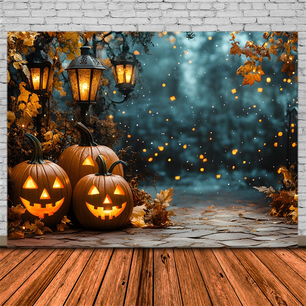 Halloween Jack-O'-Lantern Withered Maple Leaves Backdrop RR9-111