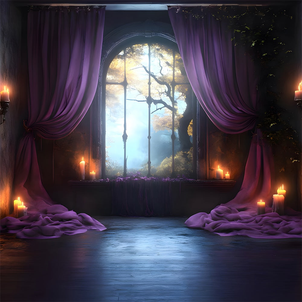 Halloween Room Window Trees View Backdrop RR9-112