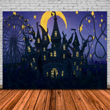 Halloween Haunted Castle Night Sky Backdrop RR9-114