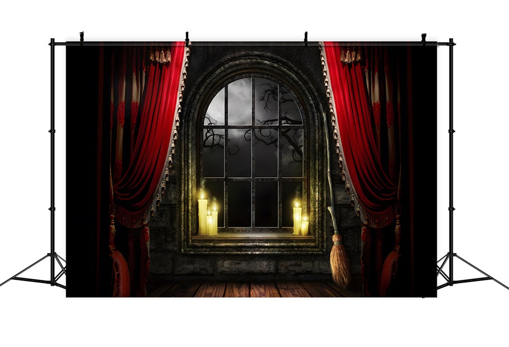 Halloween Scary Night Window Forest View Backdrop RR9-115