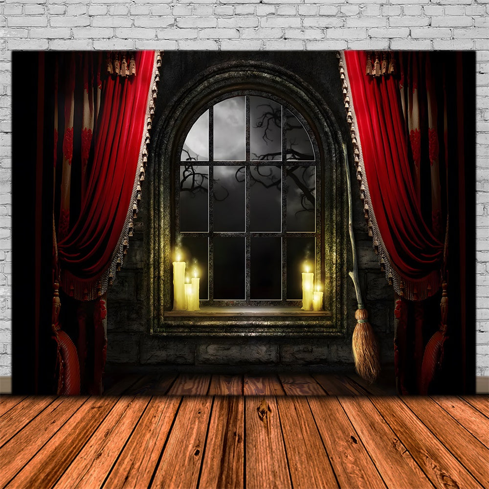 Halloween Scary Night Window Forest View Backdrop RR9-115