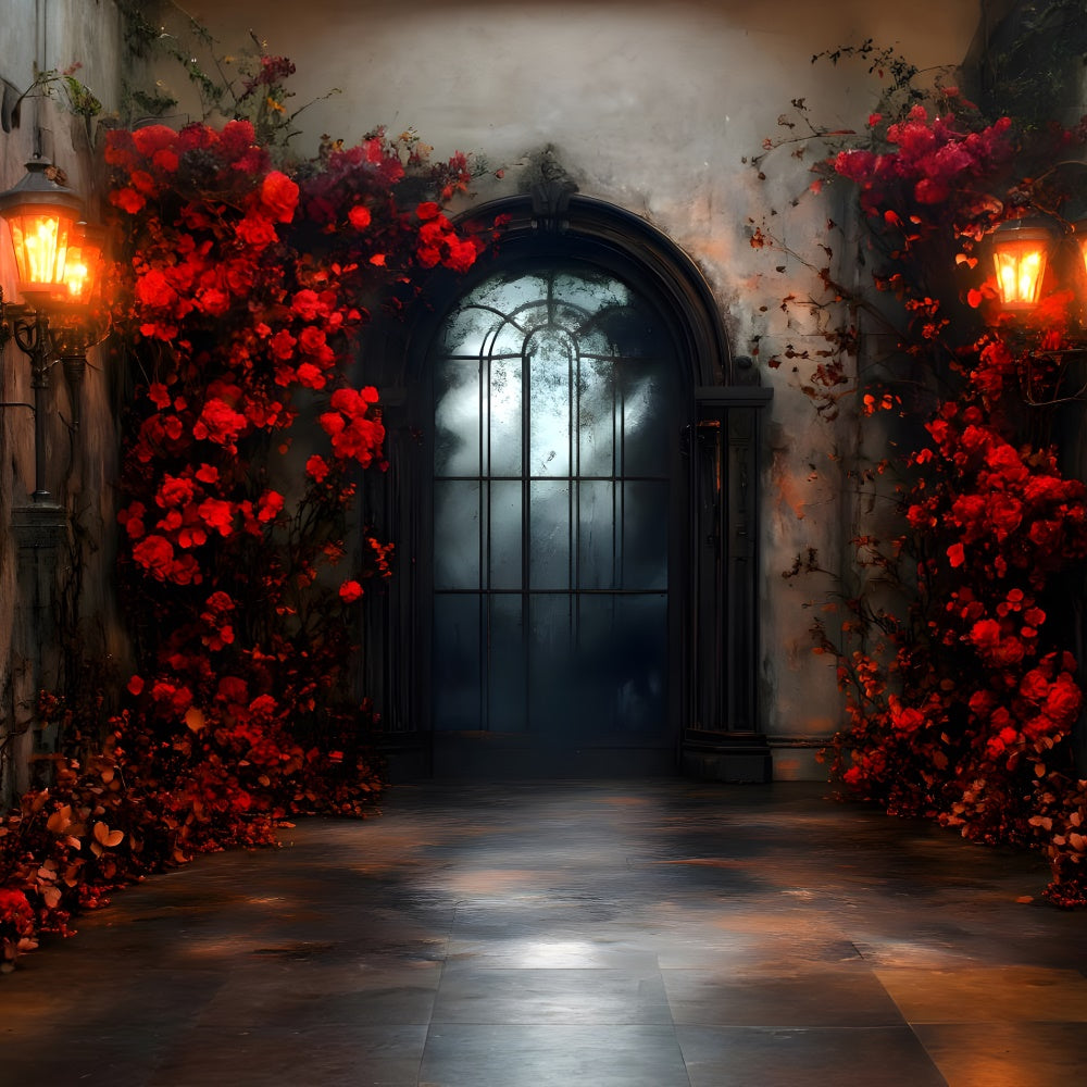 Halloween Gateway to Hell Red Flowers Backdrop RR9-116