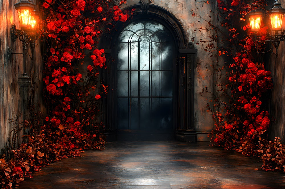 Halloween Gateway to Hell Red Flowers Backdrop RR9-116