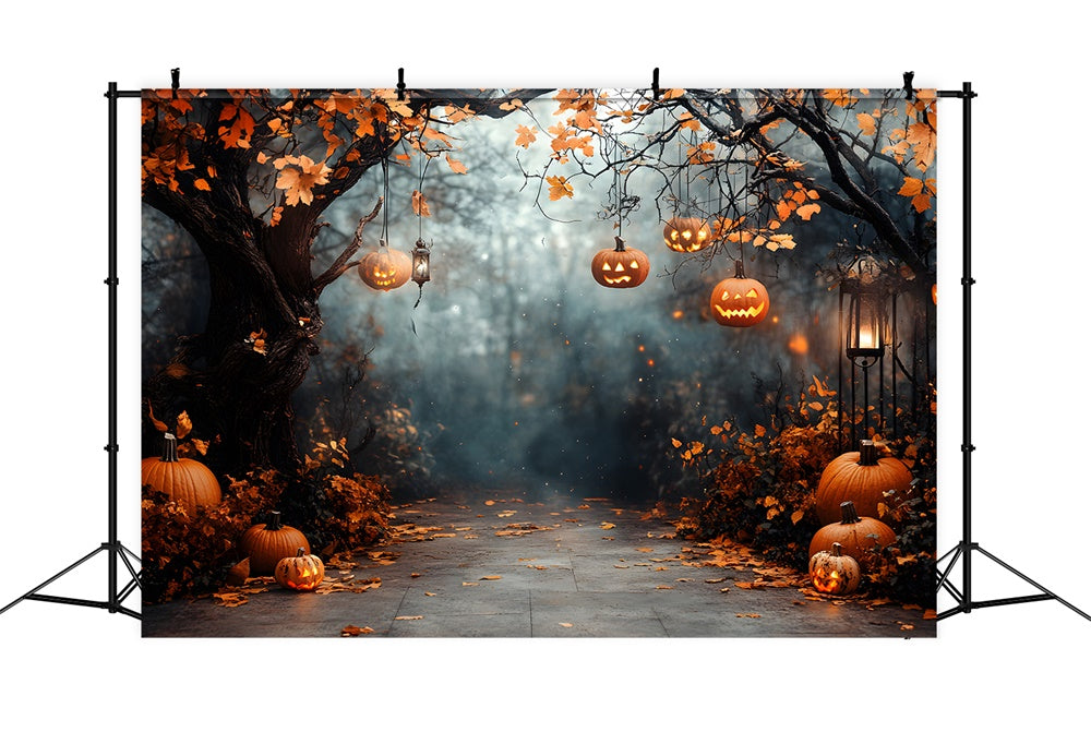 Halloween Pumpkin String Lights Forest Backdrop RR9-117