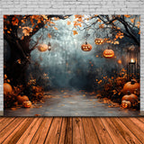 Halloween Pumpkin String Lights Forest Backdrop RR9-117