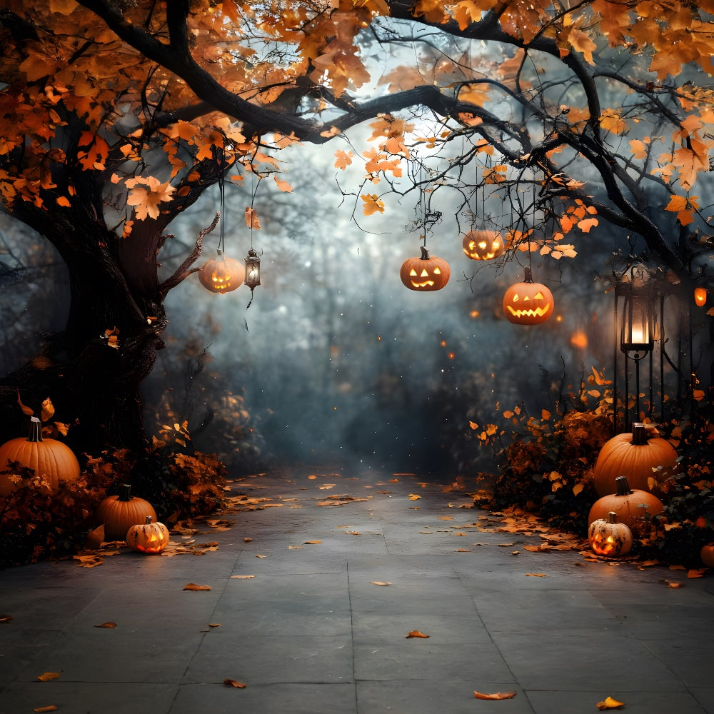 Halloween Pumpkin String Lights Forest Backdrop RR9-117