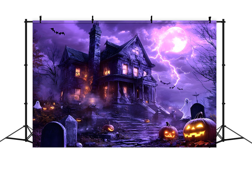 Halloween Night Haunted House Lighting Backdrop RR9-119