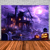 Halloween Night Haunted House Lighting Backdrop RR9-119