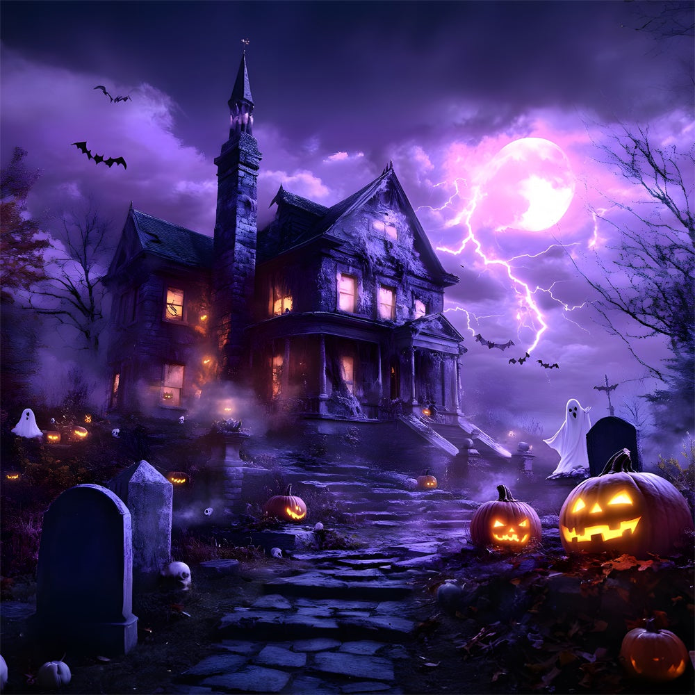 Halloween Night Haunted House Lighting Backdrop RR9-119