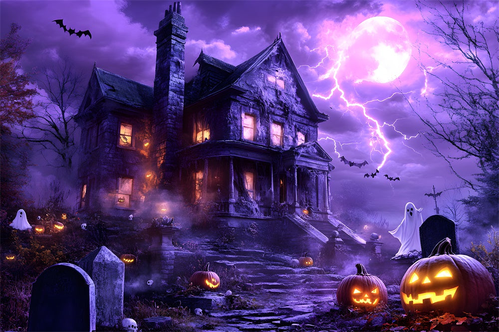 Halloween Night Haunted House Lighting Backdrop RR9-119