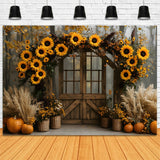 Sunflowers Garland Wood Door Fall Backdrop RR9-13