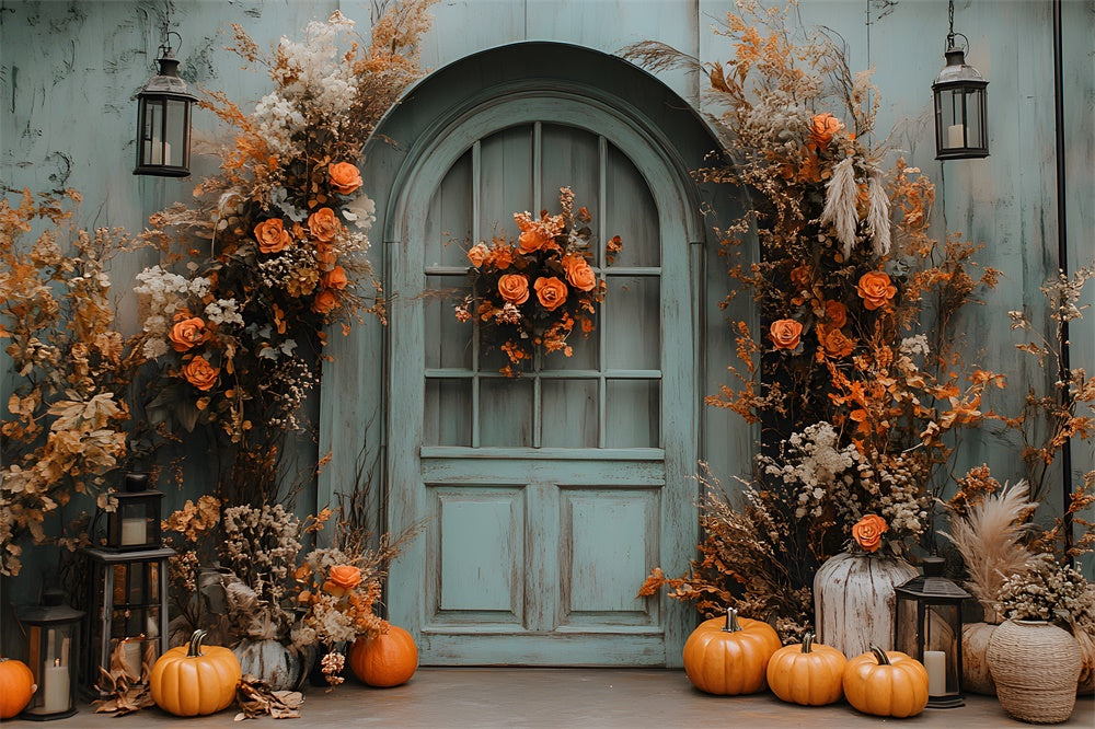 Fall Vintage Barn Door Dried Flowers Backdrop RR9-15