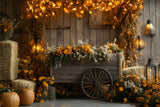 Autumn Harvest Barn Wood Cart Backdrop RR9-17