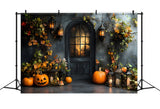 Autumn Retro Wall Door Pumpkins Backdrop RR9-20