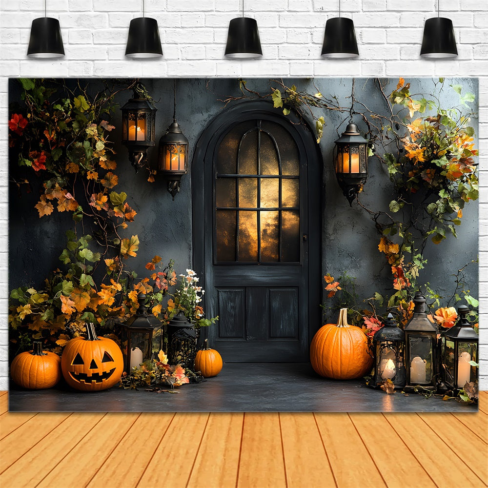 Autumn Retro Wall Door Pumpkins Backdrop RR9-20