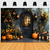 Autumn Retro Wall Door Pumpkins Backdrop RR9-20