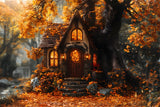 Autumn Forest Tree House Maple Leaves Backdrop RR9-22