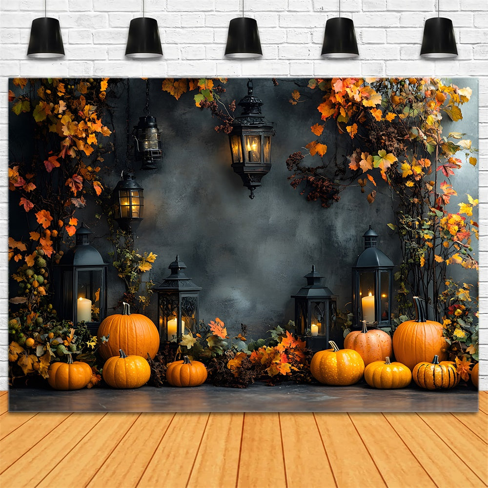 Maple Leaves Retro Wall Fall Pumpkin Backdrop RR9-25