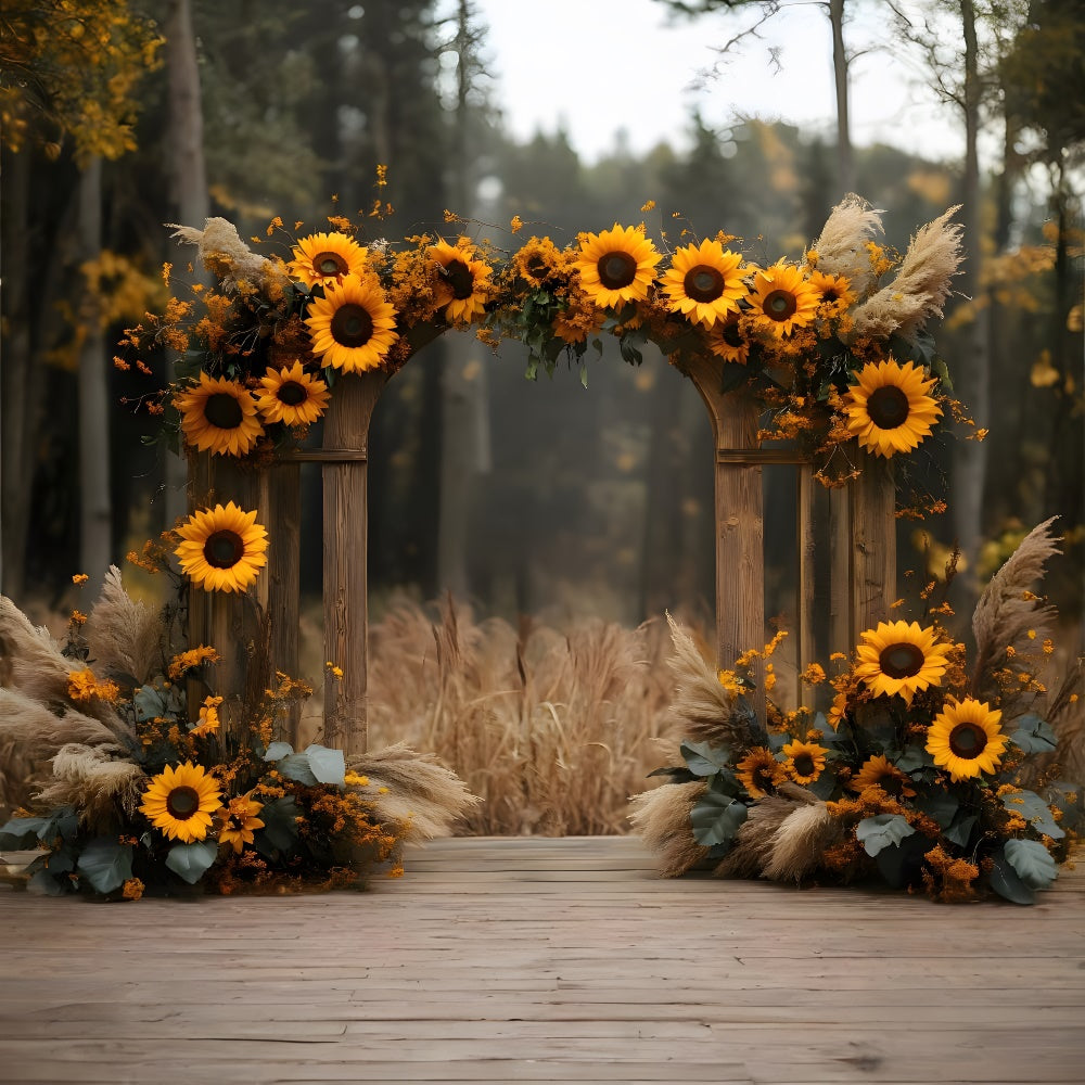 Sunflowers Arch Door Fall Photography Backdrop RR9-28