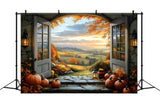 Fall Mountain Window View Photography Backdrop RR9-30