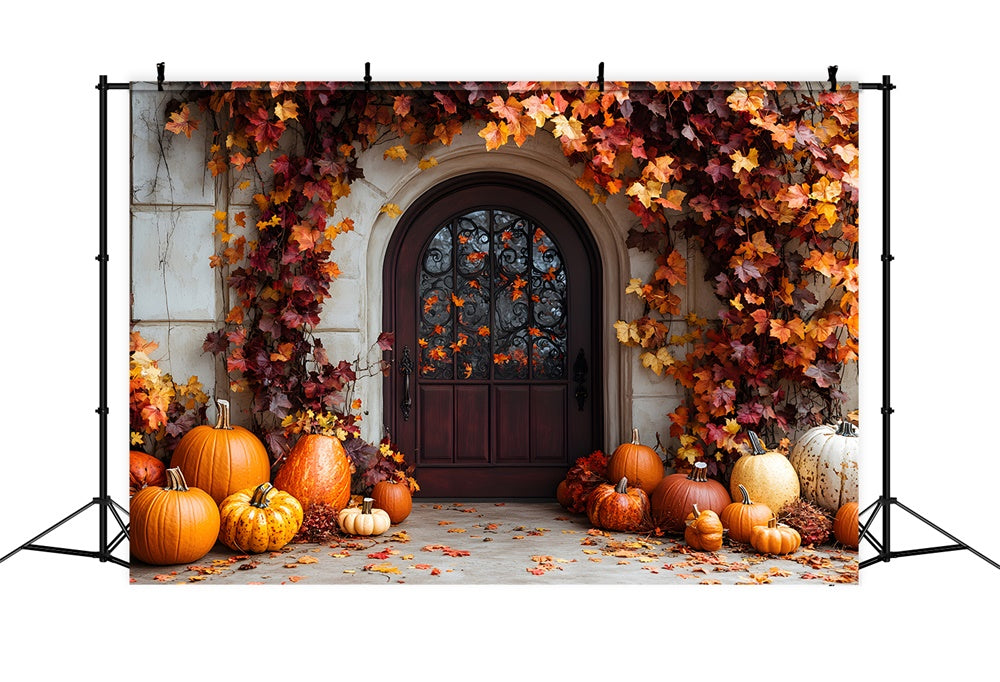 Maple Leaves Door Autumn Pumpkin Backdrop RR9-39