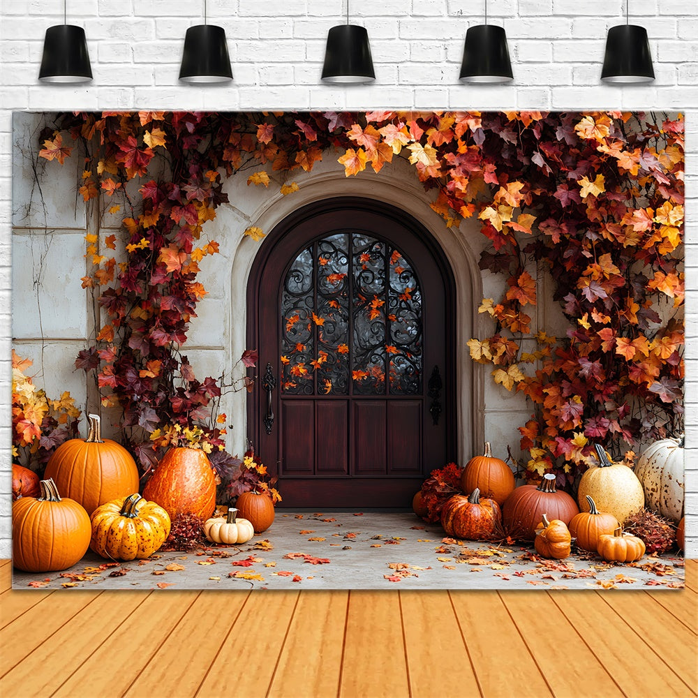 Maple Leaves Door Autumn Pumpkin Backdrop RR9-39