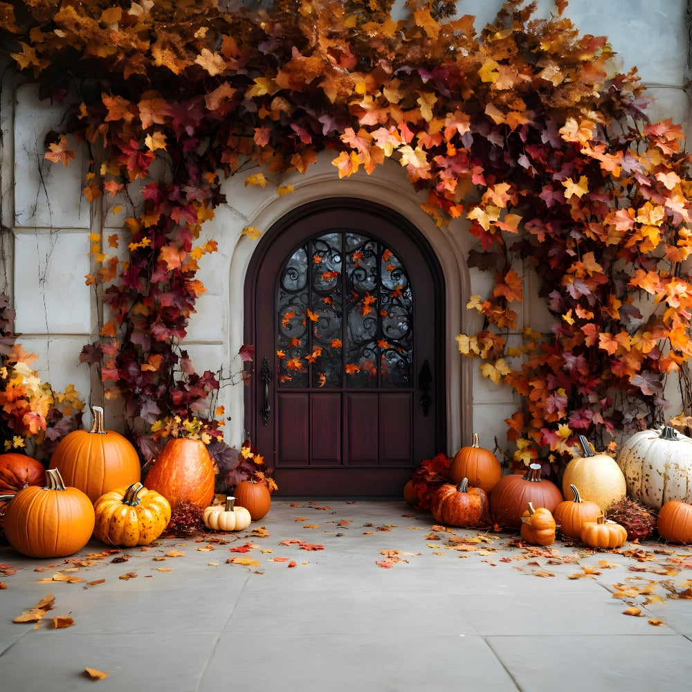 Maple Leaves Door Autumn Pumpkin Backdrop RR9-39