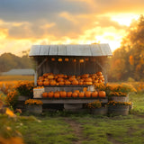 Fall Sunset Pumpkin Flowers Wood Display Backdrop RR9-40