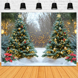 Glowing Christmas Tree Winter Snow Backdrop RR9-44