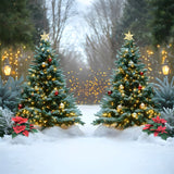 Glowing Christmas Tree Winter Snow Backdrop RR9-44