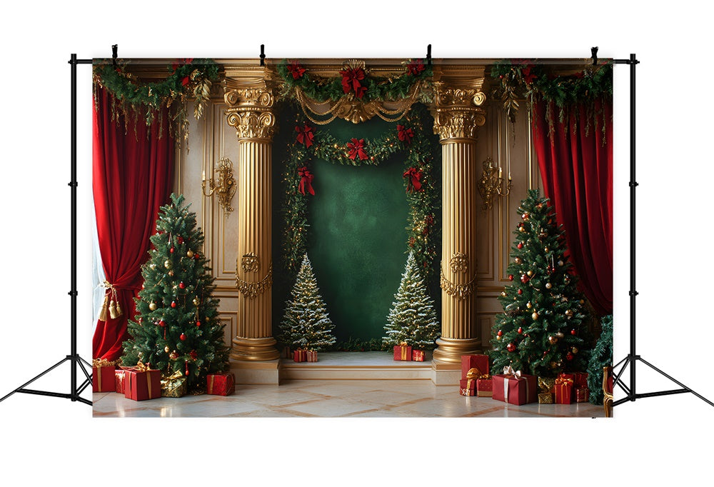 Christmas Mansion Room Gold Retro Wall Backdrop RR9-47