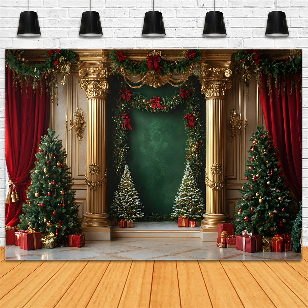 Christmas Mansion Room Gold Retro Wall Backdrop RR9-47